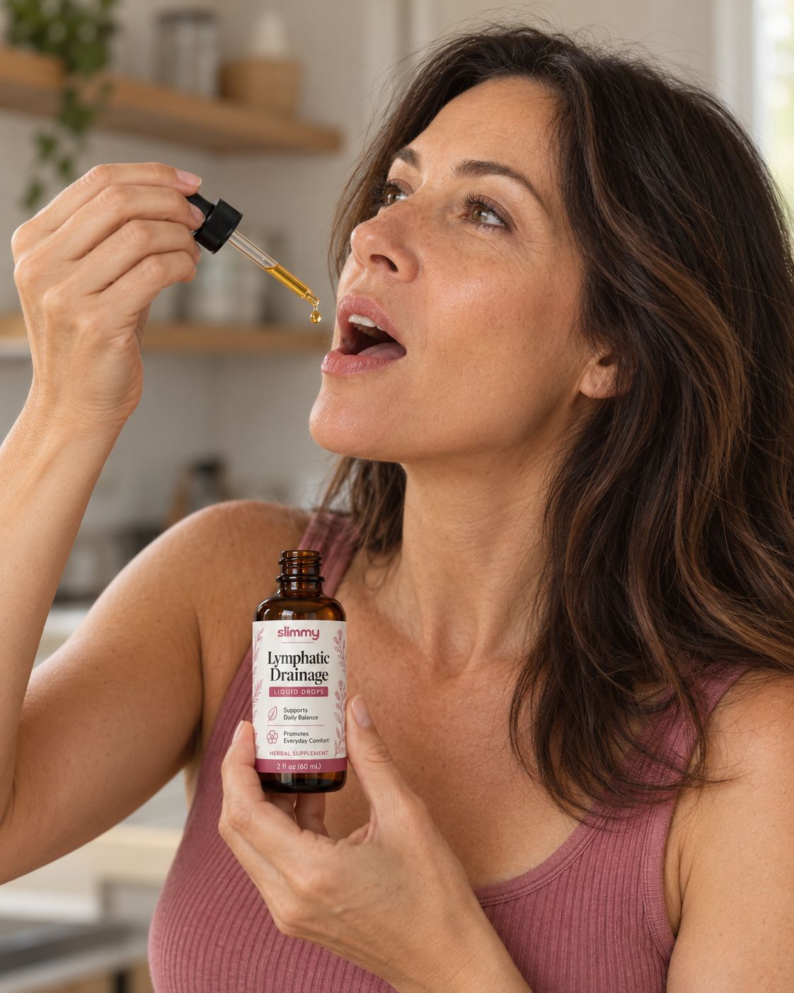 Woman taking Slimmy drops